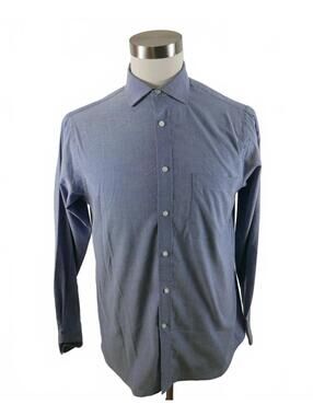 Tommy Hilfiger Mens Stretch Wrinkle Free Regular Fit Button Up Blue Shirt M